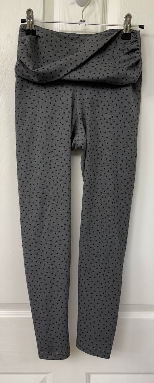 Nike polka dot small heather grey black polka dot leggings Dri-Fit 7/8 length